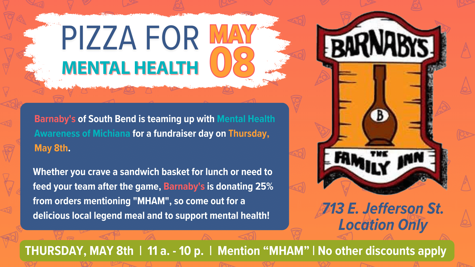MHAM Pizza Fundraiser Night at Barnaby's South Bend