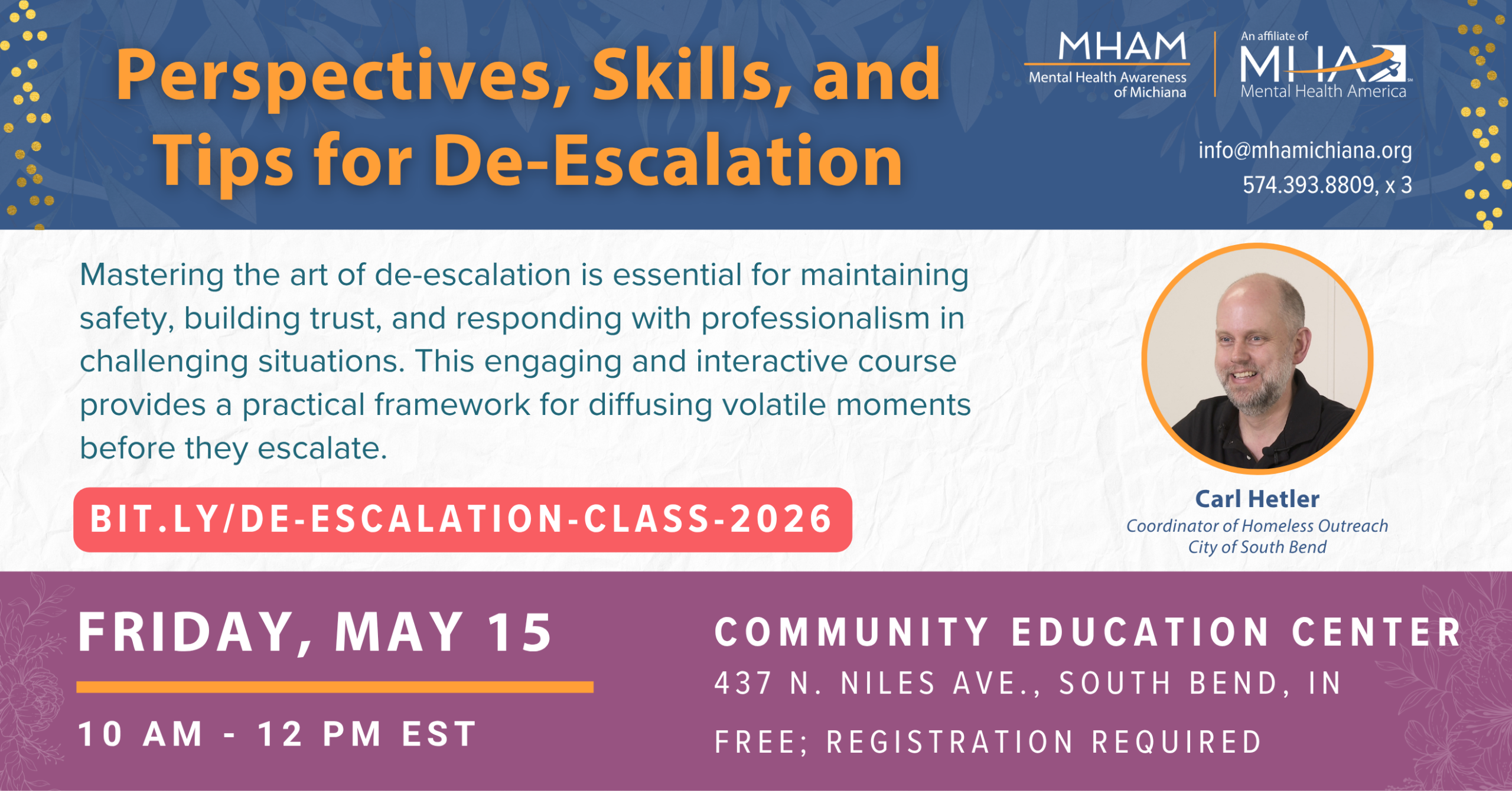 MHAM May 2026 De-Escalation Class at Oaklawn