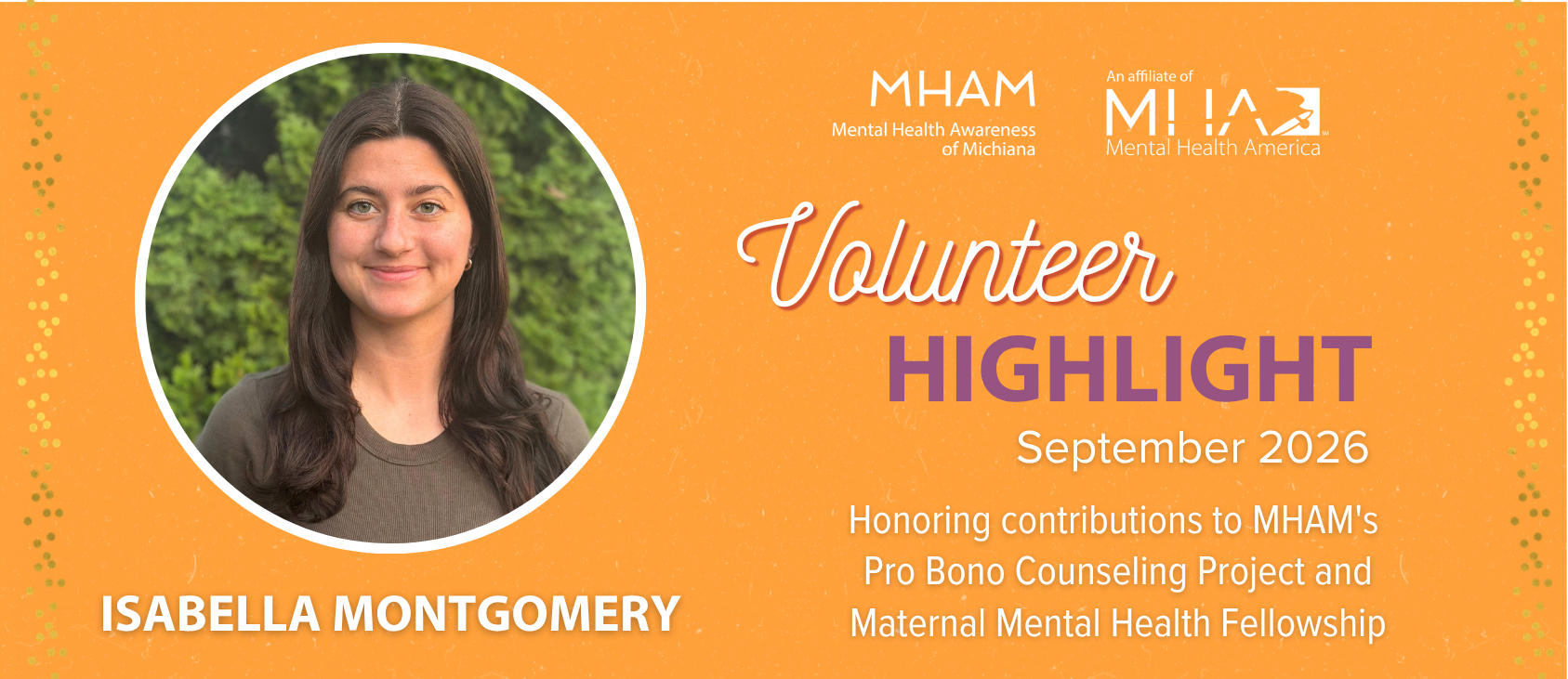 MHAM Volunteer Highlight September 2026 graphic header