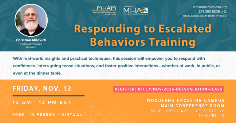 MHAM November 2026 Responding to Escalated Behaviors Training header